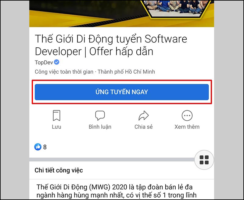 Nhấn Ứng tuyển ngay